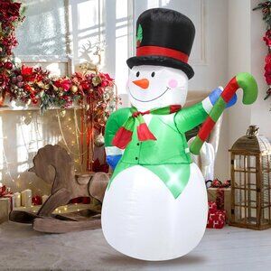 Christmas Inflatable Snowman with LED Lights for Outdoor Lawn and Garden Decor